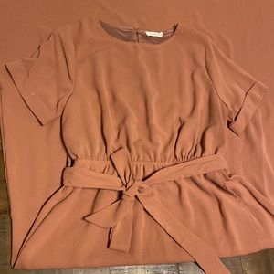 Roolee Mauve Full Length Tie Waist Short Sleeve Dress SUPER SOFT Medium